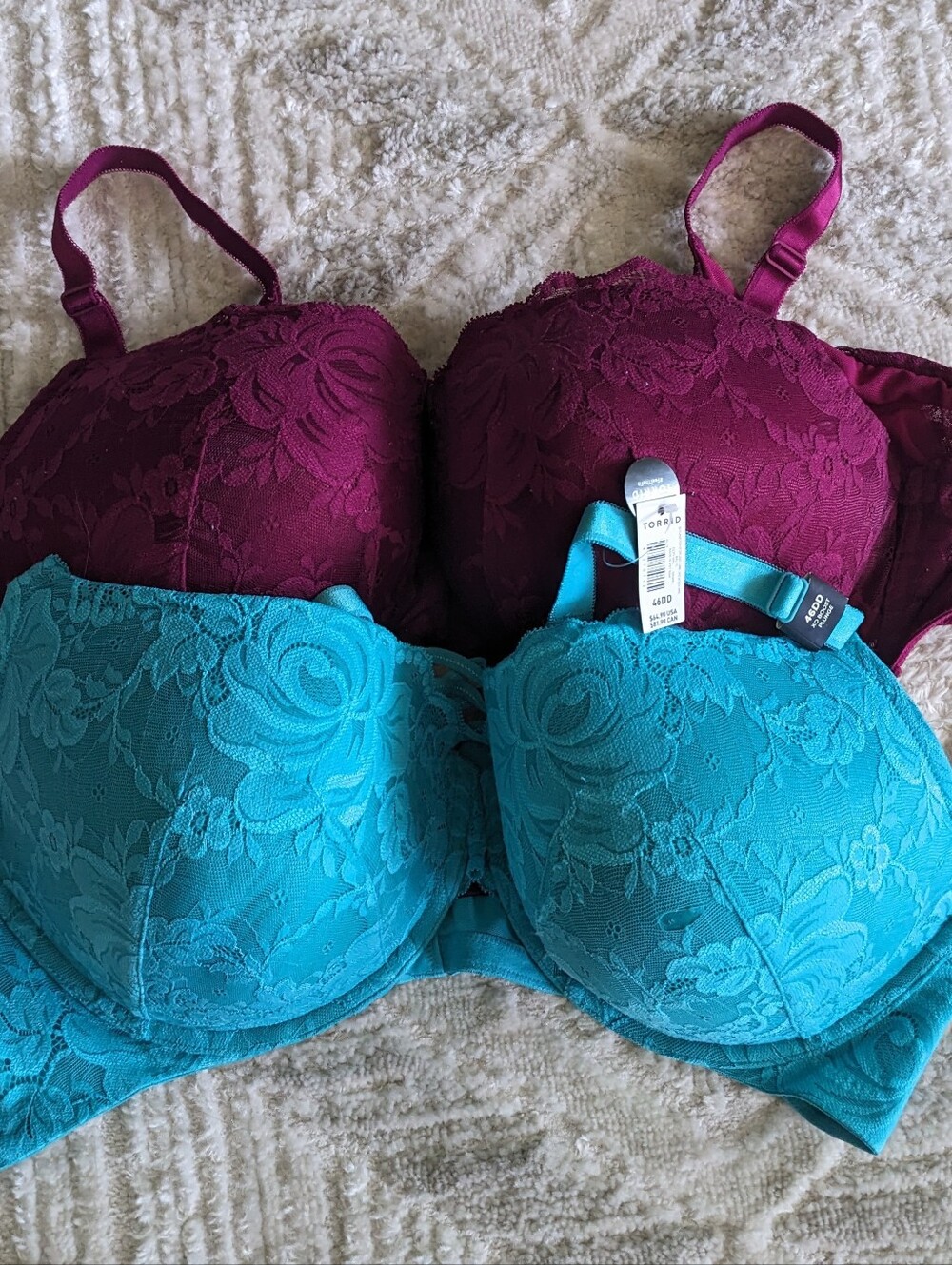 Lot Of Two Torrid Size 46DD Bras Wine And Teal